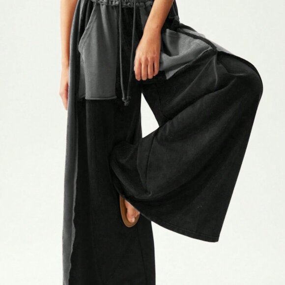 Black Boho Casual Women's Wide Leg Pants - Picture 6 of 7